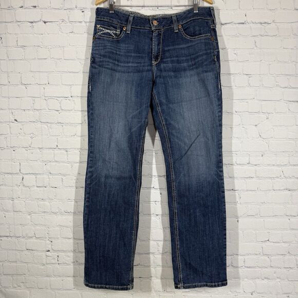 Ariat Denim - Ariat Real Denim Jeans 33 Blue Western Cowgirl Mid Rise Straight Waistband